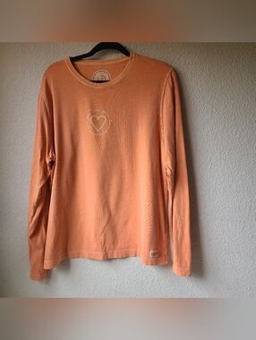 Life Is Good Soft Peach Crewneck Tee Women's Size XL